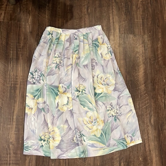 Vintage Alfred Dunner Floral Pastel Midi Skirt - Picture 1 of 2